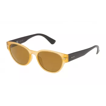 POLICE SPL15152760G Vīriešu taisnstūra saulesbrilles – Havana acetāta rāmis, zaļas polikarbonāta lēcas, UV400 aizsardzība