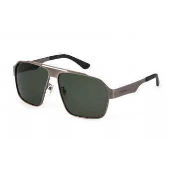 POLICE SPLL08-63I47P Vīriešu Saulesbrilles - Tumši Pelēks Acetāta Rāmis, Pelēkas Polarizētas Lēcas, 63/13/140 mm