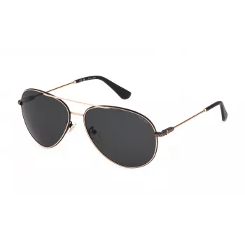 POLICE SPLL11-590302 Unisex Saulesbrilles - Melns Rāmis, Pelēkas Lēcas, UV400, 59mm