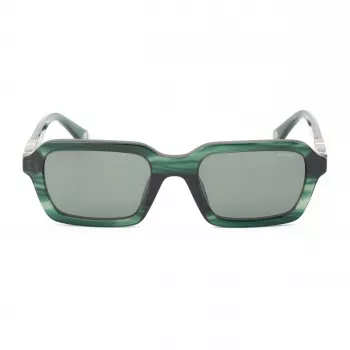POLICE SPLL14-5309N6 Vīriešu saulesbrilles - Melns acetāta rāmis, Pelēkas polikarbonāta lēcas, UV400 aizsardzība, 53mm