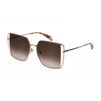 POLICE SPLL37-560A39 Sieviešu kvadrātveida Havanas acetāta saulesbrilles ar brūnām gradienta lēcām 56/16/140 mm