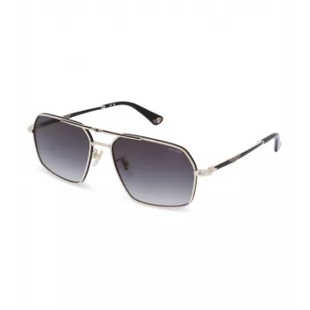 POLICE SPLL86-58302Y Vīriešu kvadrātveida Havana acetāta saulesbrilles ar zaļām polikarbonāta lēcām UV400