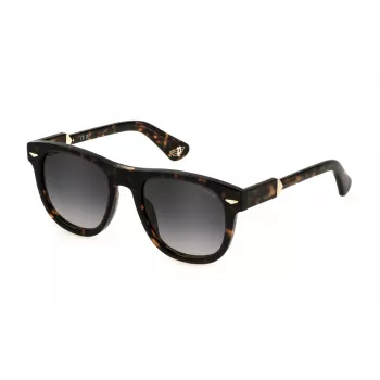 Police SPLL87E526E4V Unisex Sunglasses Havana Acetate Frame Green Polycarbonate Lens 52mm