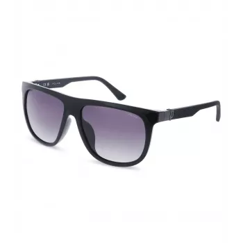 POLICE SPLN33M590Z42 Vīriešu Saulesbrilles - Melns Acetāta Rāmis, Pelēkas Polikarbonāta Lēcas, UV400 Aizsardzība, 59mm Lēcu Platums