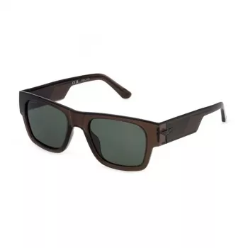 POLICE SPLP23M54M82P Vīriešu taisnstūra polarizētas saulesbrilles Havana acetāta rāmis zaļa lēca 54mm