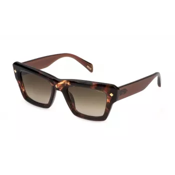 POLICE SPLP48-5202AD Sieviešu saulesbrilles, spīdīgi melns rāmis, pelēkas lēcas, 52mm