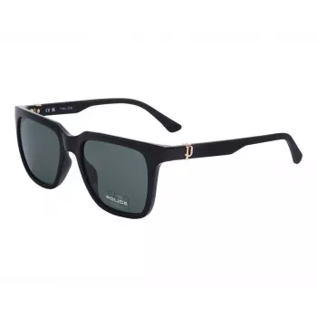 POLICE Unisex Rectangular Sunglasses SPLN34M54Z42Y - Matte Black Frame, Grey Lens, 54/19/145 mm