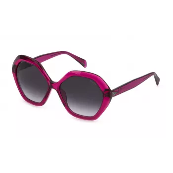 POLICE Women's SPLD29-5701BV Rectangular Acetate Sunglasses - Black/Grey Gradient 57mm