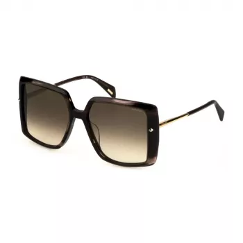 Police sieviešu SPLL96M Butterfly Cat Eye saulesbrilles, Havana brūns acetāta rāmis, brūnas gradienta lēcas 56mm
