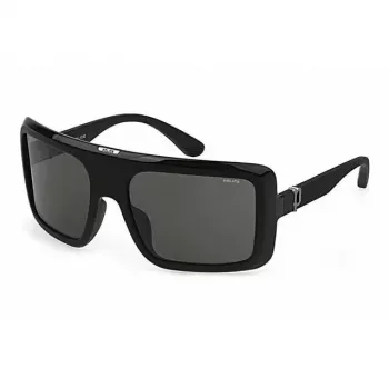 POLICE Women's Sunglasses SPLF62M6104AW - Rectangular Acetate Frame with UV400 Grey Lenses (62/18/140 mm)