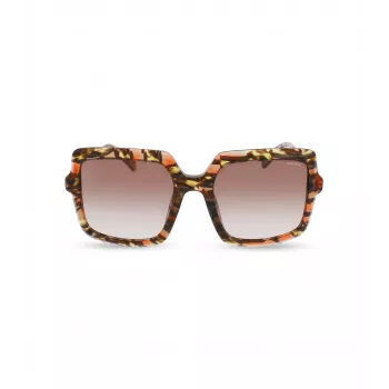 POLICE Sieviešu saulesbrilles SPLG20M5409YB - Taisnstūra acetāta rāmis, UV400 aizsardzība, 54 mm lēcas