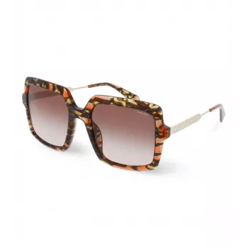 POLICE Sieviešu saulesbrilles SPLG20M5409YB - Taisnstūra acetāta rāmis, UV400 aizsardzība, 54 mm lēcas