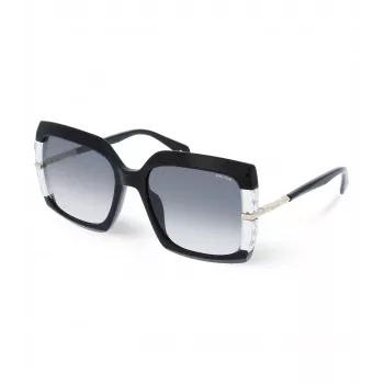 POLICE Sieviešu Saulesbrilles SPLG23M570700 Ģeometrisks Melns Acetāta Rāmis Pelēkas Polikarbonāta Lēcas 57mm
