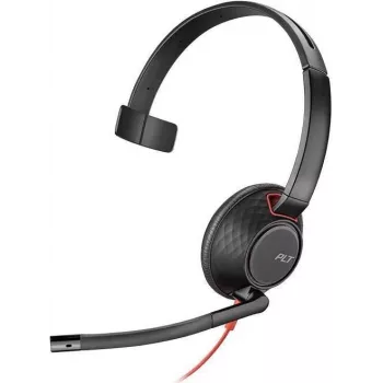 Poly Blackwire C5210 USB-C - 5200 Series - Vadu vienas auss austiņas ar trokšņu slāpējošu mikrofona kātu, trokšņu slāpēšana, iebūvētas vadības pogas, melna
