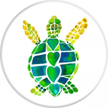 PopSockets PopGrip Turtle Love - Nomaināms telefona satvērējs un statīvs, daudzkrāsains