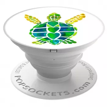 PopSockets PopGrip Turtle Love - Nomaināms telefona satvērējs un statīvs, daudzkrāsains