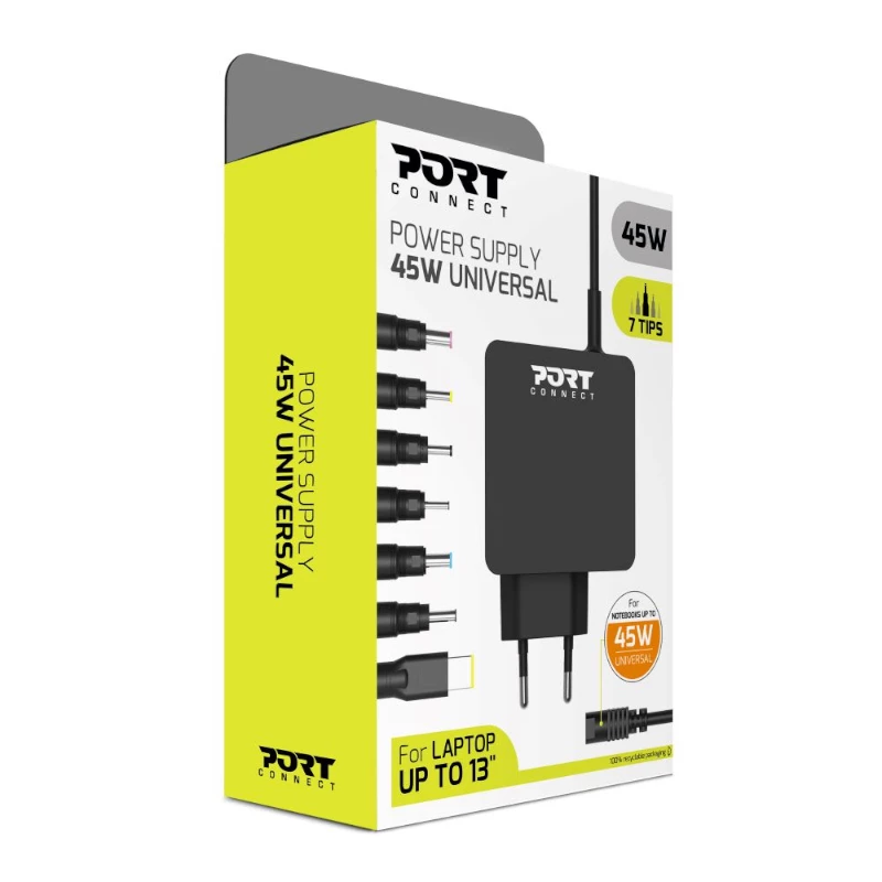Port Connect 45W universālais klēpjdatora adapteris