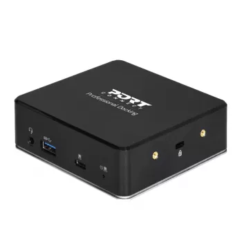 PORT USB-C 11-in-1 Multiport Hub Docking Station - 2x HDMI 4K, 3x USB-A, USB-C PD 100W, RJ45 Gigabit Ethernet, Audio Jack - Melns