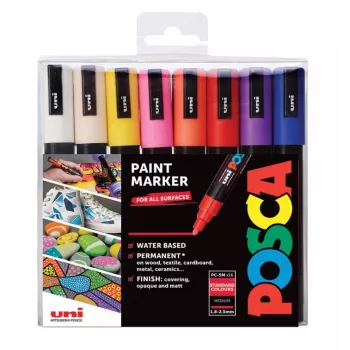 POSCA PC-5M marķieru komplekts ar lodveida uzgali, dažādas krāsas, 16 gabali