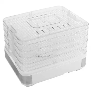 PRIME3 SFD51 pārtikas žāvētājs, caurspīdīgs un balts, 420 W, 5 paplātes, digitālais taimeris