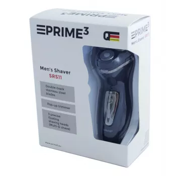 PRIME3 SRS11 vīriešu rotācijas skuveklis ar izbīdāmu trimmeri, melns/sudraba
