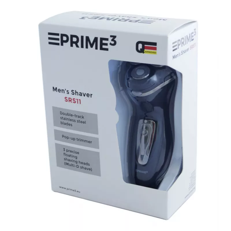 PRIME3 SRS11 vīriešu rotācijas skuveklis ar izbīdāmu trimmeri, melns/sudraba