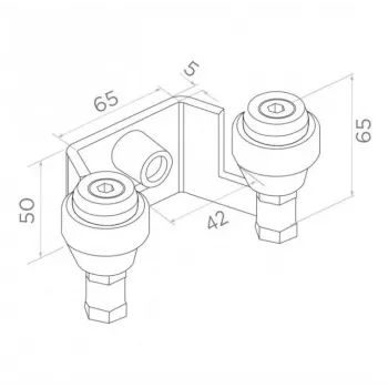PSG 60.022.7016 augšējais vārtu vadotnes kronšteins bīdāmiem vārtiem, 42 mm rullīši, antracīta pelēks RAL7016