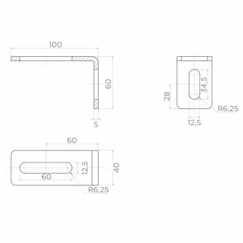 PSG 60.041 vadotnes rullīša kronšteins 100x60mm cinkots tērauds