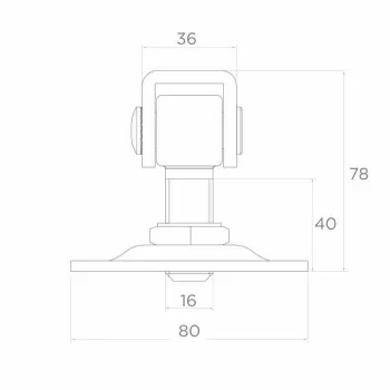 PSG 61.018 Regulējami vārtu eņģes ar 80x80x3 mm montāžas plāksni, M16 vītne