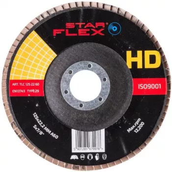 PSG Star Flex T29 SG INOX Keramikas atloku disks 125 mm, 22.23 mm caurums, P60, konisks 29. tips, nerūsējošajam tēraudam