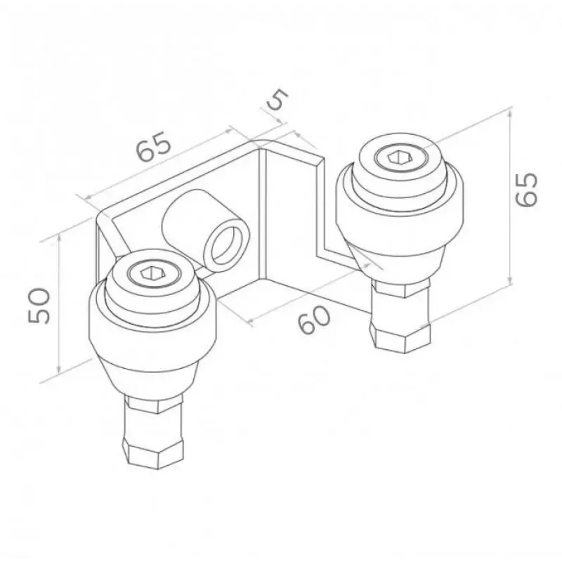 PSG Augšējais vadotnes kronšteins 60 mm bīdāmiem vārtiem, 2 rullīši, antracīts RAL 7016 (60.023.7016)