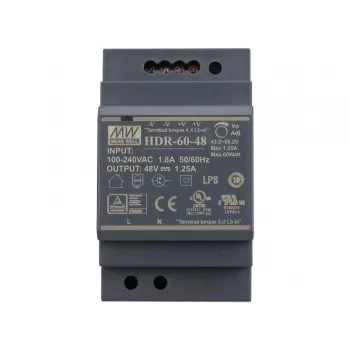 PULSAR MEAN WELL DIN sliežu komutācijas barošanas bloks HDR-60-48 48V/60W/1.25A