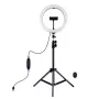 PULUZ 26cm LED gredzena gaisma ar statīvu līdz 1.1m un tālruņa turētāju, USB barošana