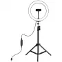 PULUZ LED Ring Light 26cm ar statīvu līdz 1.1m un telefona turētāju, USB