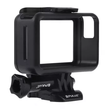 Puluz aizsargrāmis DJI Osmo Action - melns PC rāmis ar aukstās kurpes stiprinājumu un ātrās atbrīvošanas sprādzi