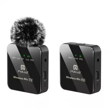 PULUZ PU3153B bezvadu lavaliera mikrofons 1 TX + 1 RX, 2.4GHz, USB-C, omnidirekcionāls kondensatora, trokšņu samazināšana, Plug-and-Play Android un PC