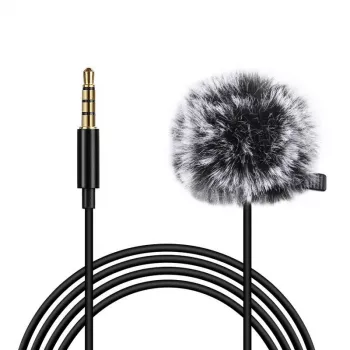 PULUZ PU424 Lavalier Mikrofons 1,5m 3,5mm TRRS Omnidirectional Condenser Clip-on Mikrofons - Melns