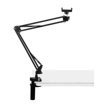 PULUZ PU650B Tiešraides statīvs ar telefona turētāju (Melns) – galda statīvs ar 16 cm LED gredzenveida gaismu