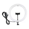 PULUZ PU656B 10 collu LED gredzenveida lampa ar tālruņa turētāju un statīvu, 12W, 3000K–6500K, USB barošana, tiešraidēm, TikTok, YouTube, grimmēšanai, fotogrāfijai