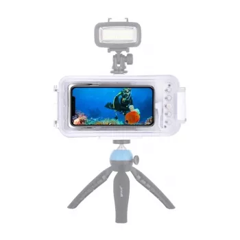 PULUZ PU9010W Ūdensnecaurlaidīgais maciņš iPhone – 45m zemūdens korpuss, balts