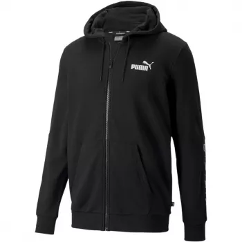 PUMA ESS+ Tape Full-Zip Hoodie TR Black 848768 01 Vīriešu flīsa jaka ar lentveida piedurknēm