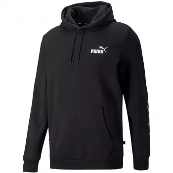 PUMA ESS+ Tape Hoodie FL Vīriešu flīsa kapuce melna