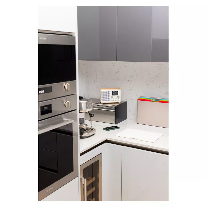 Pure Classic H4 DAB+/FM digitālais radiouztvērējs, 2,4 collu krāsu ekrāns, modinātājs, miega un virtuves taimeris, Cotton White/ozolkoka