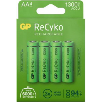 GP ReCyko AA NiMH akumulatori, 1300 mAh, 1,2 V, 4 gab.