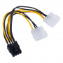 Akyga AK-CA-29 barošanas adapteris no 2 Molex uz PCIe 8 kontaktiem, 15 cm