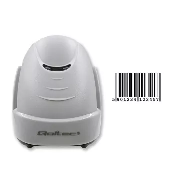 Qoltec 50877 1D lāzera svītrkodu skeneris USB balts