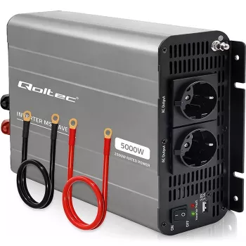 Qoltec Modified Sine Wave Power Inverter 12V to 230V 2500W/5000W ar USB, saderīgs ar LiFePO4 GEL AGM