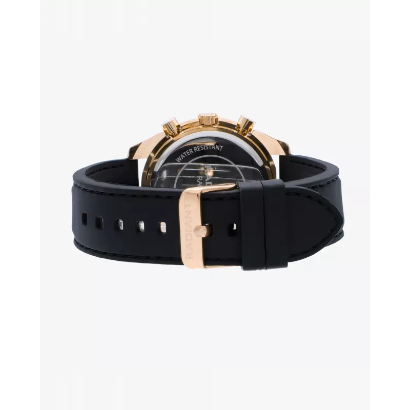 RADIANT RA668709 Vīriešu analogais kvarca pulkstenis 44mm melns ciparnīcas ādas siksna