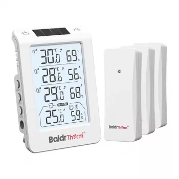 RAINPOINT BALDRTHERM B0598 3-Kanālu Termohigrometrs ar Automātisko Fona Apgaismojumu