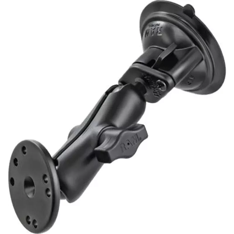 RAM Mounts uzsūkšanas stiprinājums ar AMPS adapteri - B-Ball (1 colla), dimanta pamatne, vidēja roka, apaļa pamatne (RAM-B-166-202U)